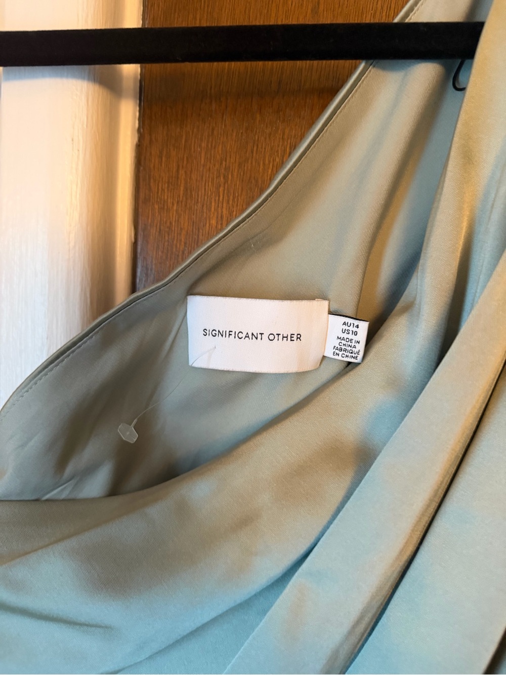 Significant Other Angela One Shoulder Satin Gown Sage US 10 - Picture 5 of 5